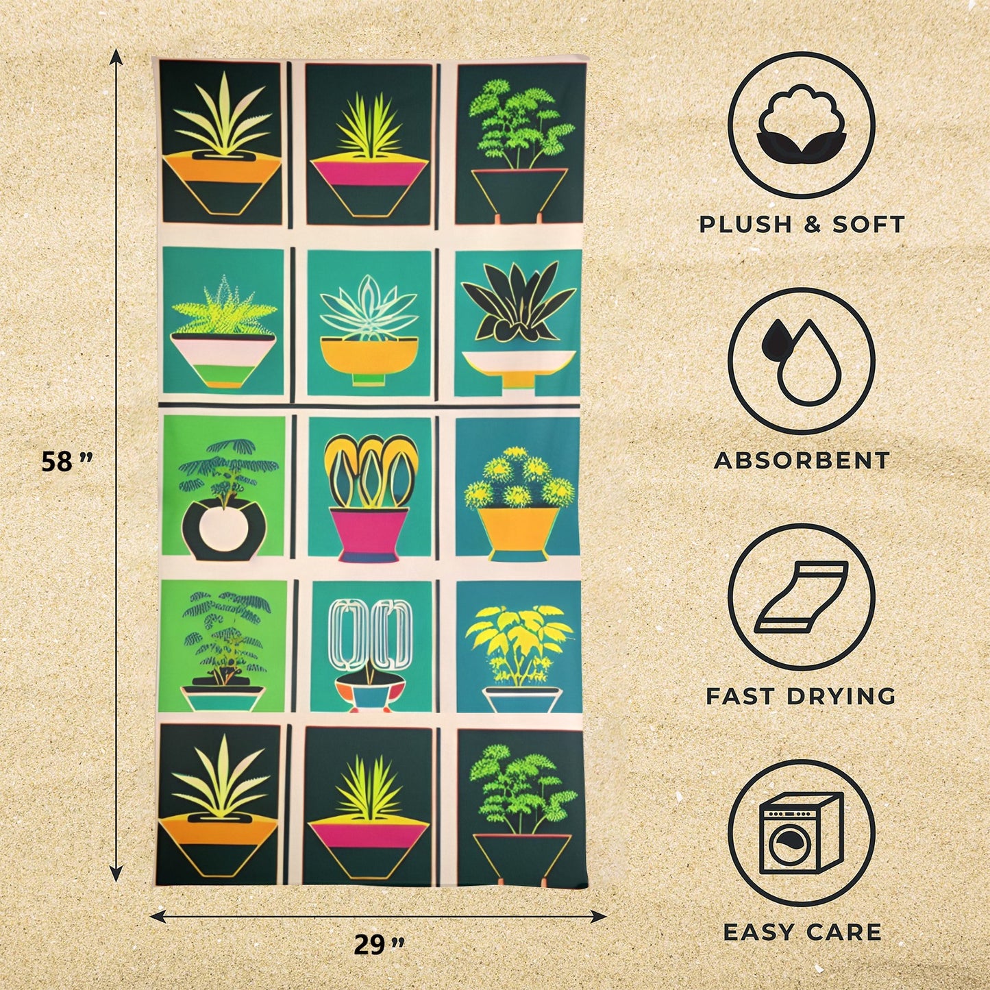Pluto Plants Microfiber Beach Towel
