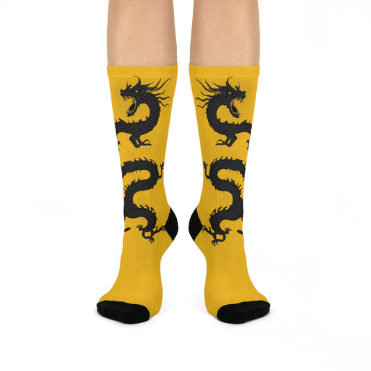 Gold Dreaming Dragon TDL Logo Cushioned Crew Socks