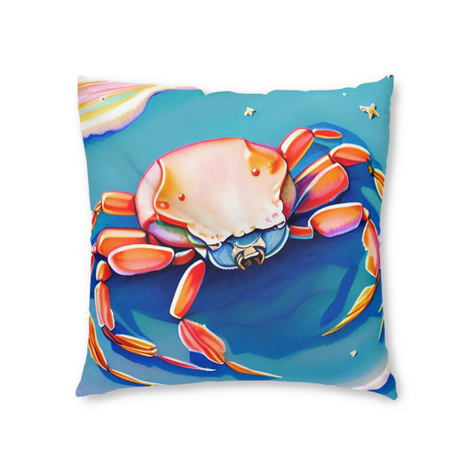 Crab on the Beach Tufted Square Floor Pillow