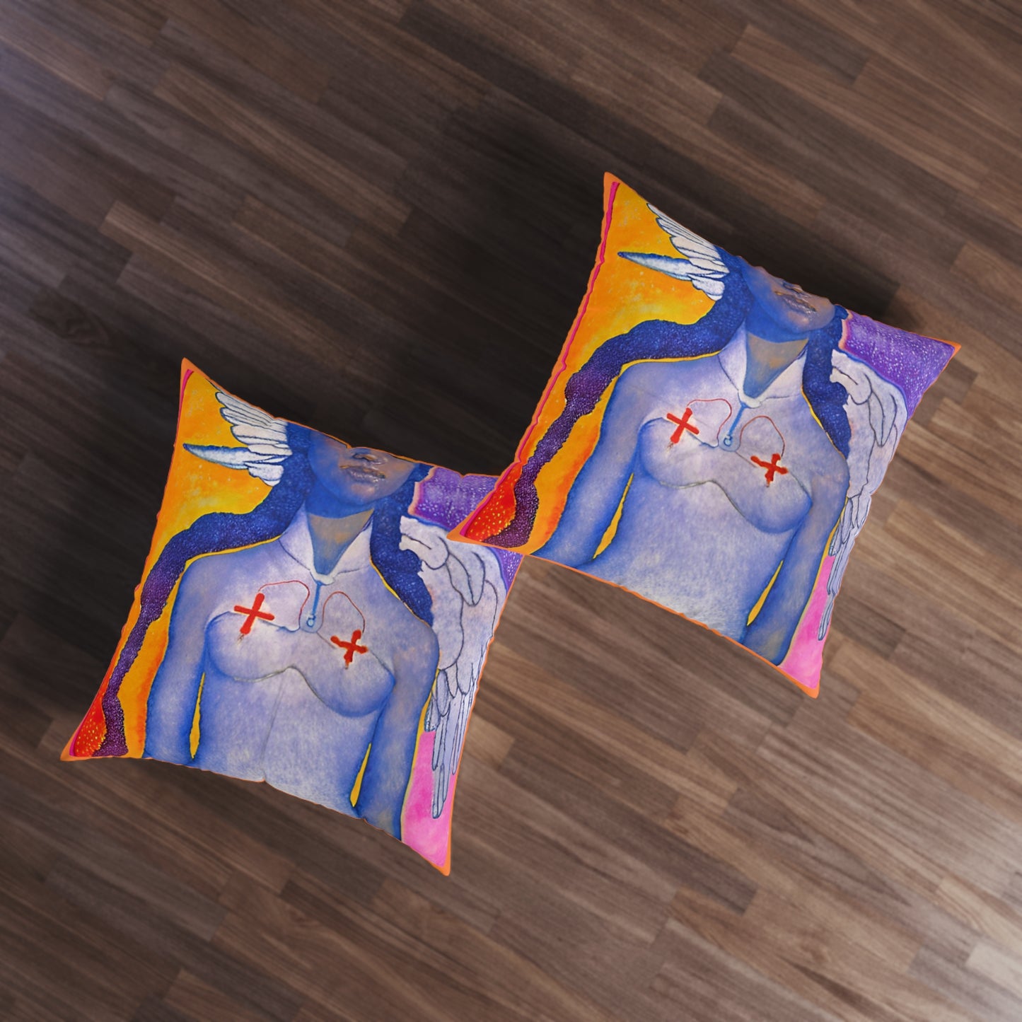 Here to Help Tufted Square Floor Pillow