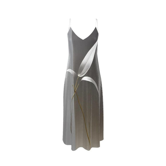 Silver Stems Silk Slip Dress 🍃