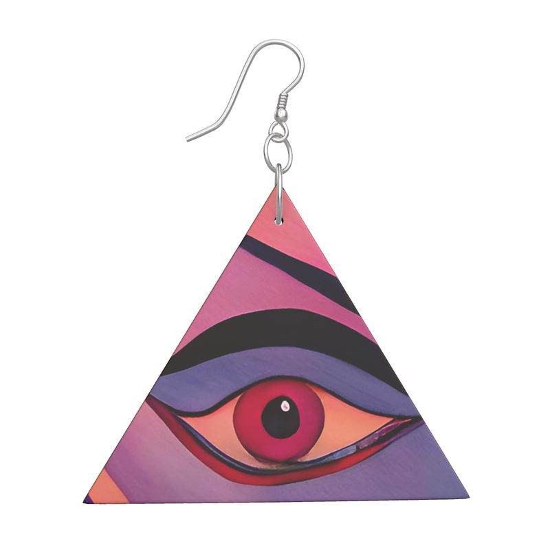 Eye on you Triangular Wooden earrings 🏕