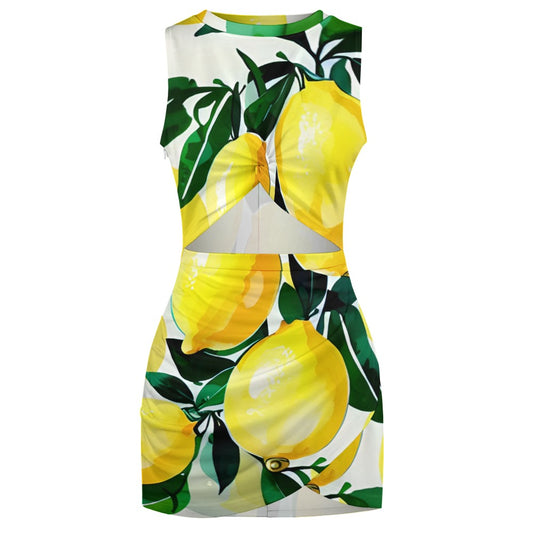 Lemons Knotted Mini Wrap Dress