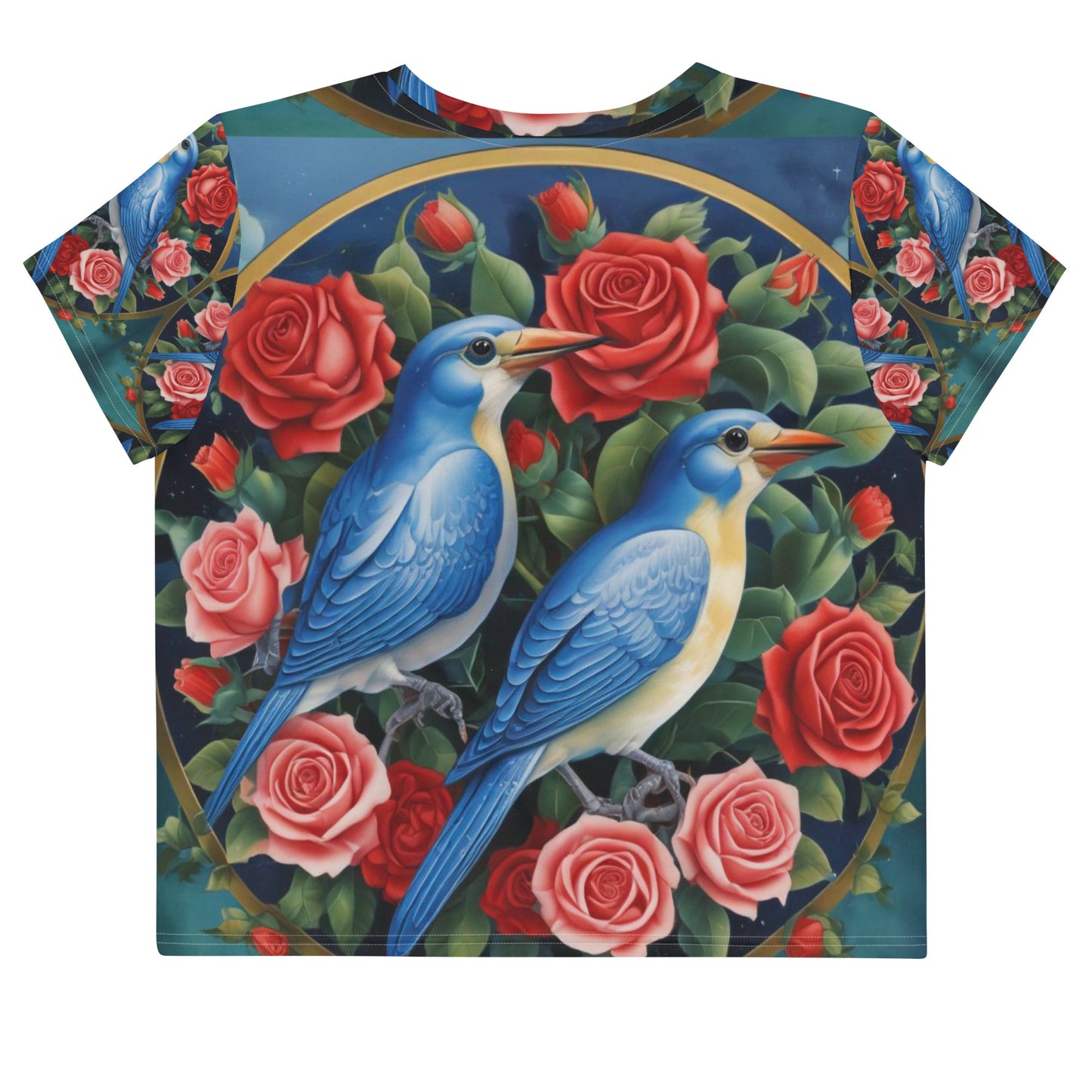 Gemini Birds and Roses Crop Tee