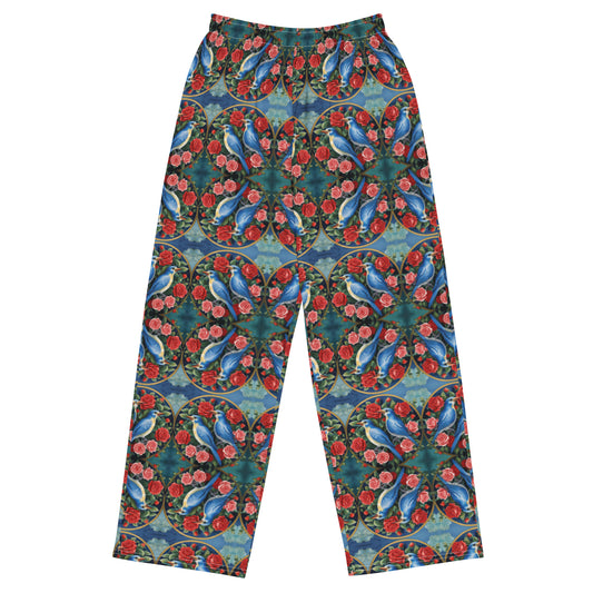 Gemini Birds and Roses wide-leg pants