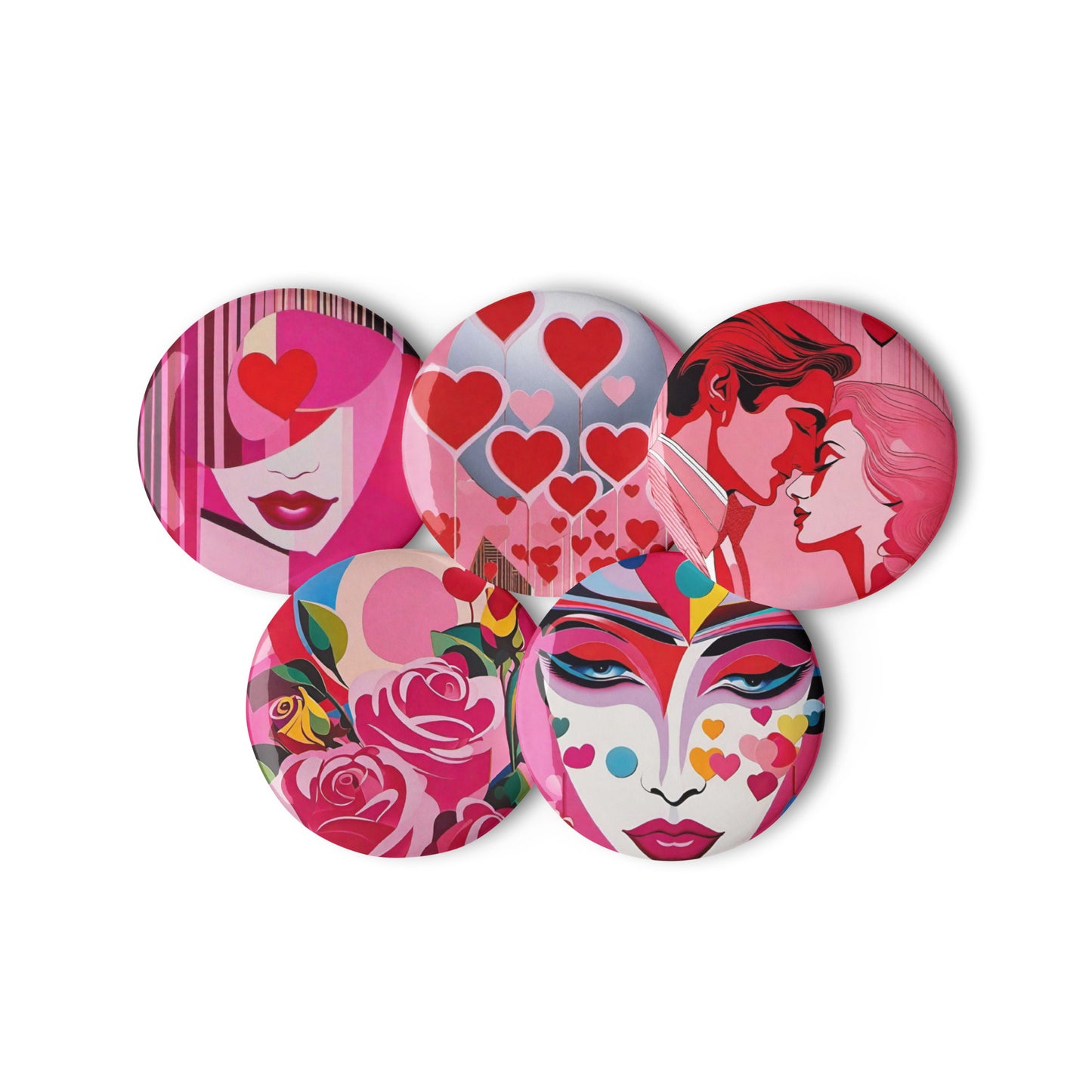 Moments in Love Set of 5 Pin Buttons