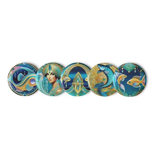 March Fishes Pinback Buttons Set