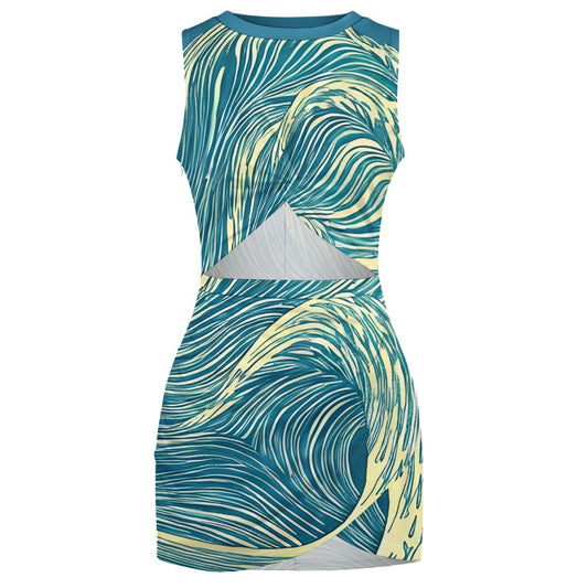 Water Waves Mini Wrap Dress