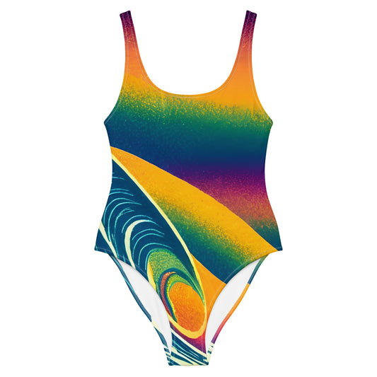 Rainbow Wave '80 Modern One-Piece Swimsuit