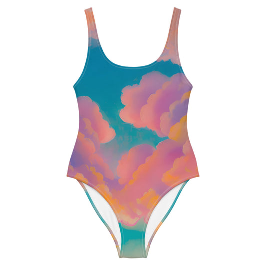 Roseate Sunset Modern One-Piece Swimsuit