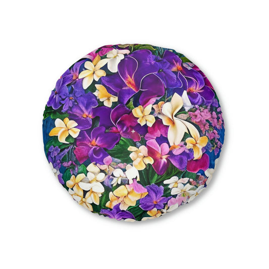 Summer Bouquet Palette Plush Round Floor Pillow,