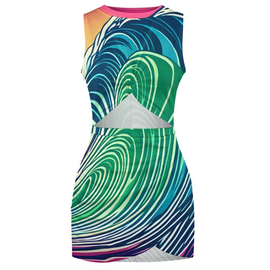 Color Wave Mini Wrap Dress