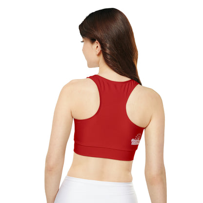 Deep Red Crewneck Sports Bra 🇺🇸