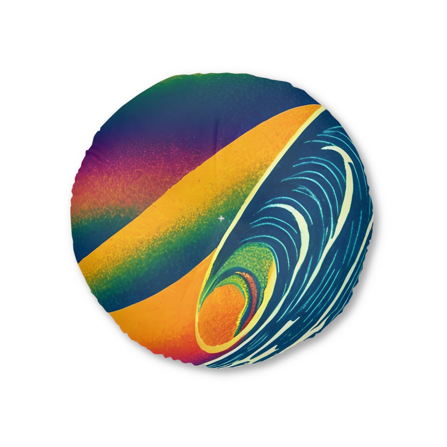 Rainbow Wave '80 Palette Plush Round Floor Pillow