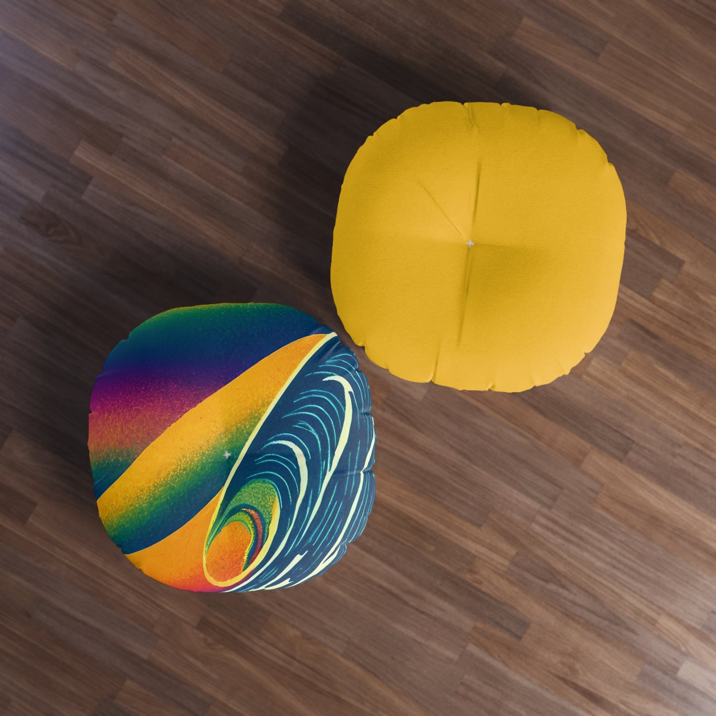 Rainbow Wave '80 Palette Plush Round Floor Pillow