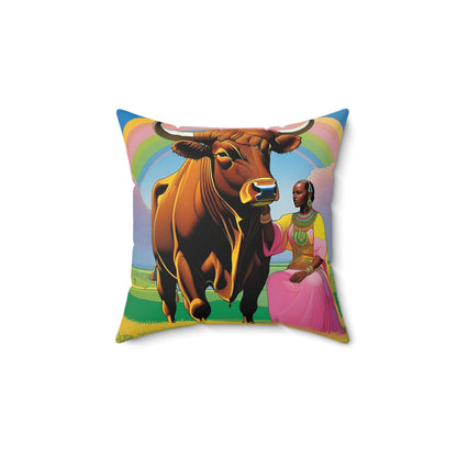 Empresses of the Pasture Faux Suede Square Pillow