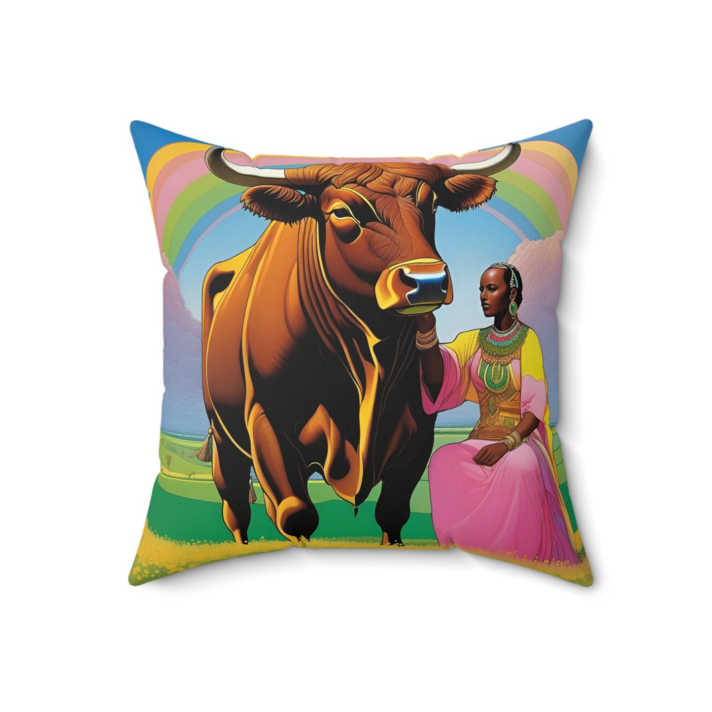 Empresses of the Pasture Faux Suede Square Pillow