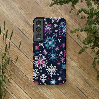 Elegant Snowflakes EcoElegance Biodegradable Cases 🌱