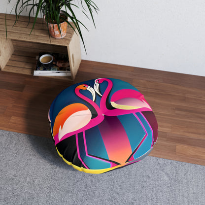 Flamingos Palette Plush Round Floor Pillow