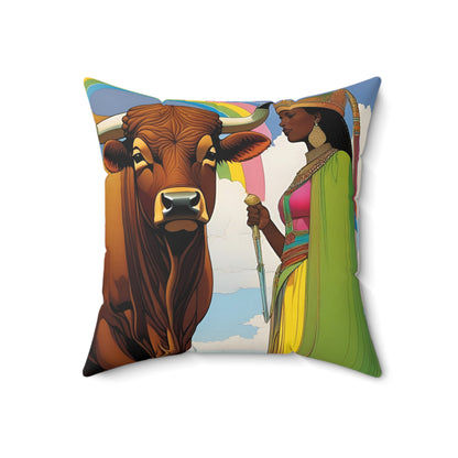 Empresses of the Pasture Faux Suede Square Pillow