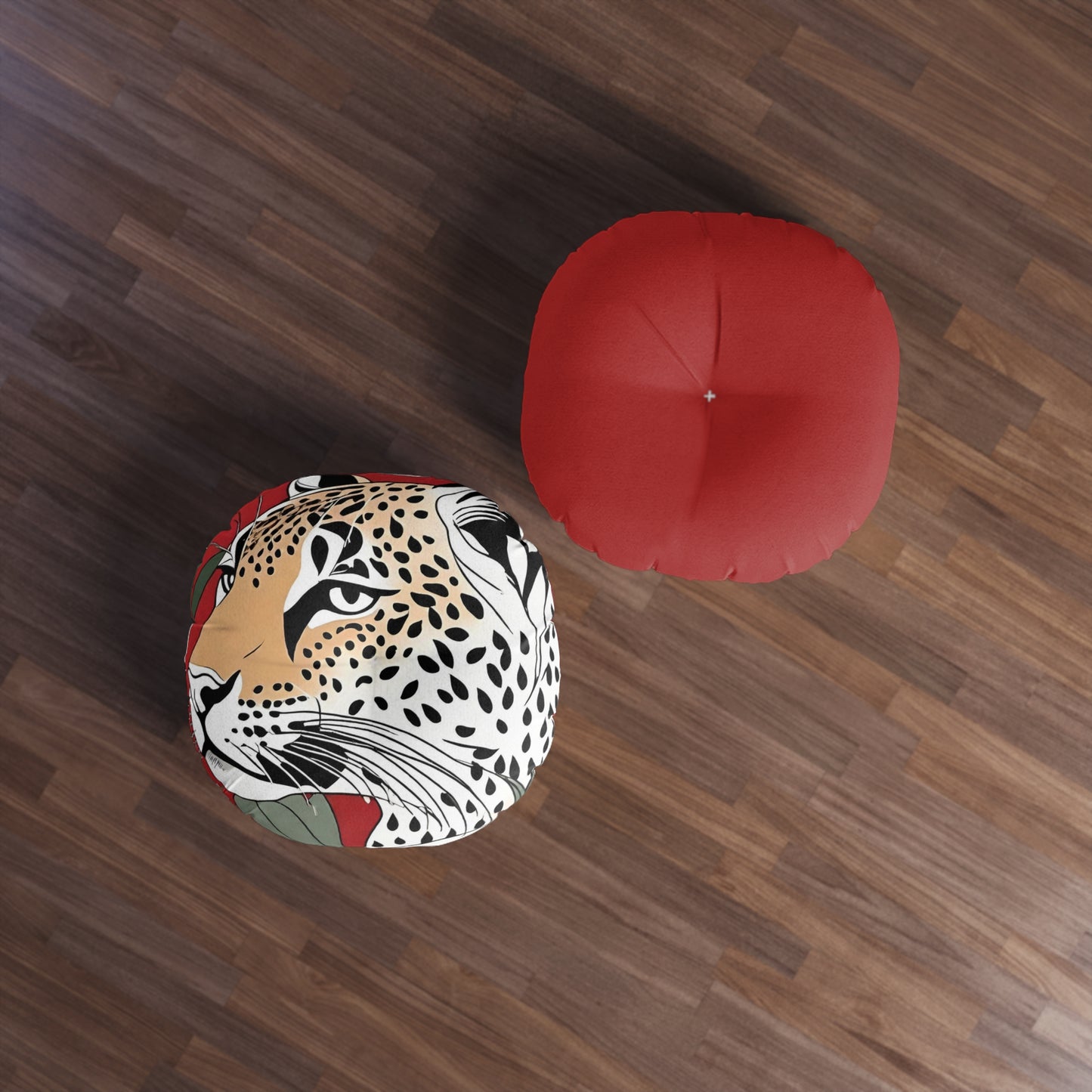 Leopard Head Palette Plush Round Floor Pillow