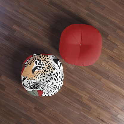 Leopard Head Palette Plush Round Floor Pillow