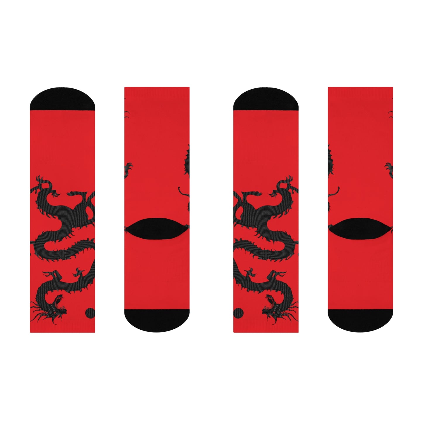 Red Dreaming Dragon TDL Logo Cushioned Crew Socks