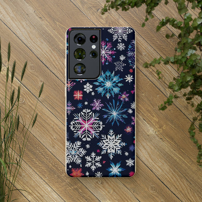 Elegant Snowflakes EcoElegance Biodegradable Cases 🌱