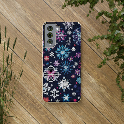 Elegant Snowflakes EcoElegance Biodegradable Cases 🌱