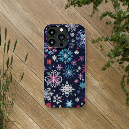 Elegant Snowflakes EcoElegance Biodegradable Cases 🌱