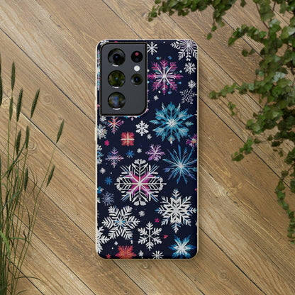 Elegant Snowflakes EcoElegance Biodegradable Cases 🌱