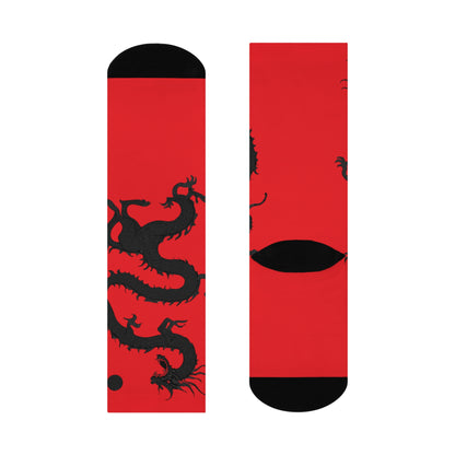 Red Dreaming Dragon TDL Logo Cushioned Crew Socks