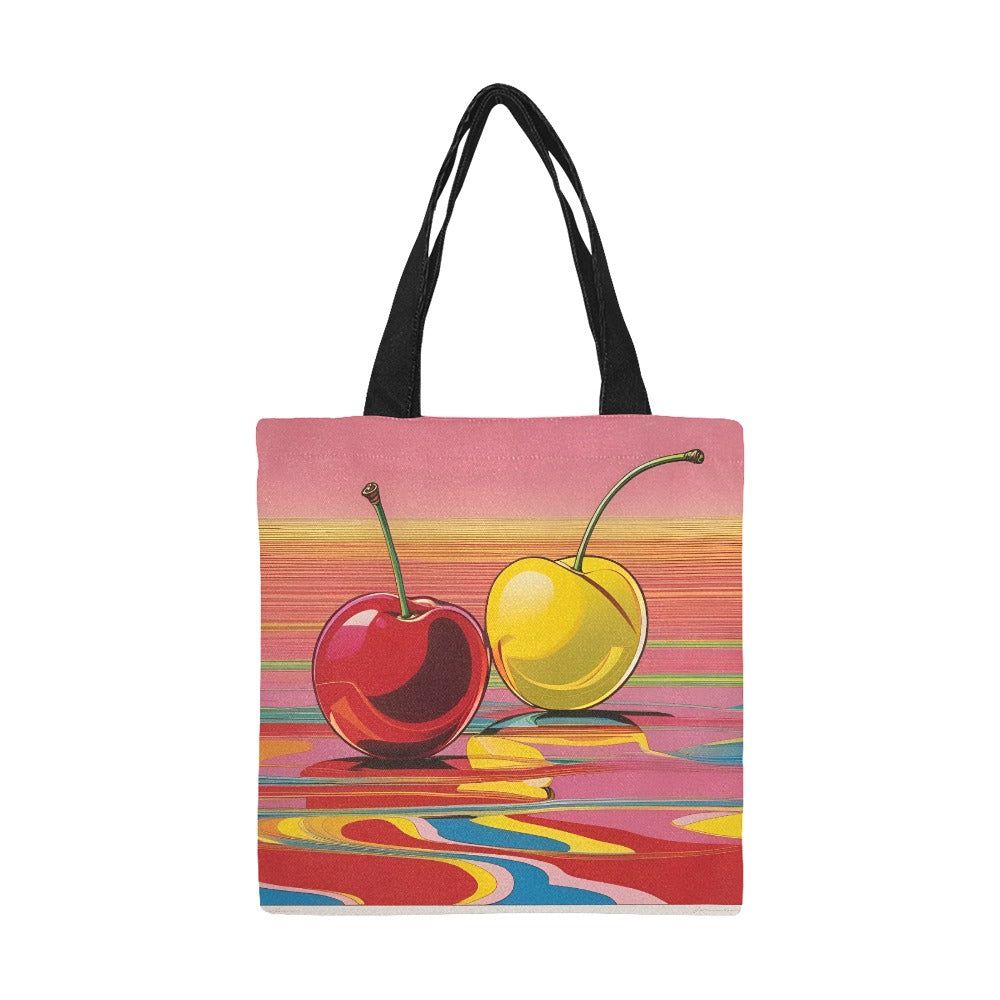 Red and Yellow Cherry Small Canvas Tote🏕