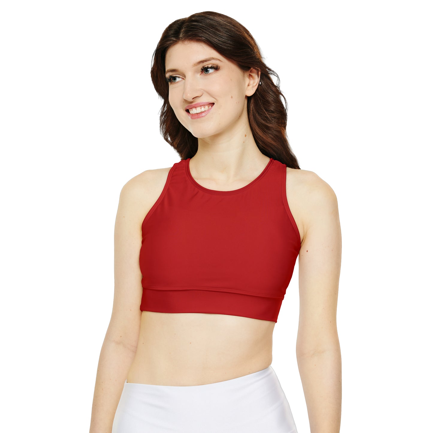 Deep Red Crewneck Sports Bra 🇺🇸