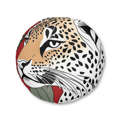 Leopard Head Palette Plush Round Floor Pillow