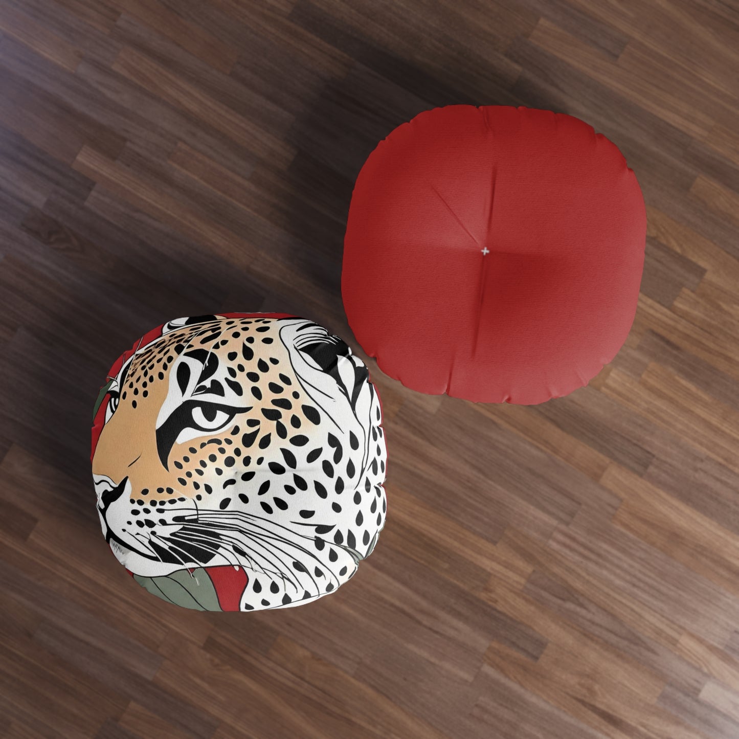 Leopard Head Palette Plush Round Floor Pillow