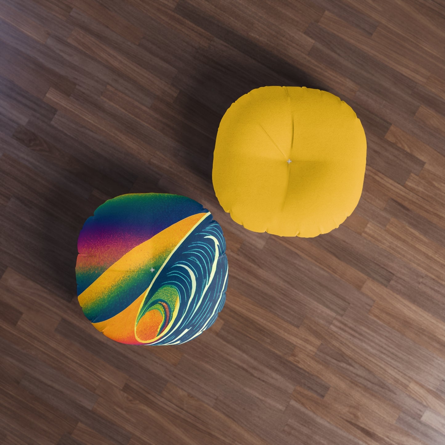 Rainbow Wave '80 Palette Plush Round Floor Pillow