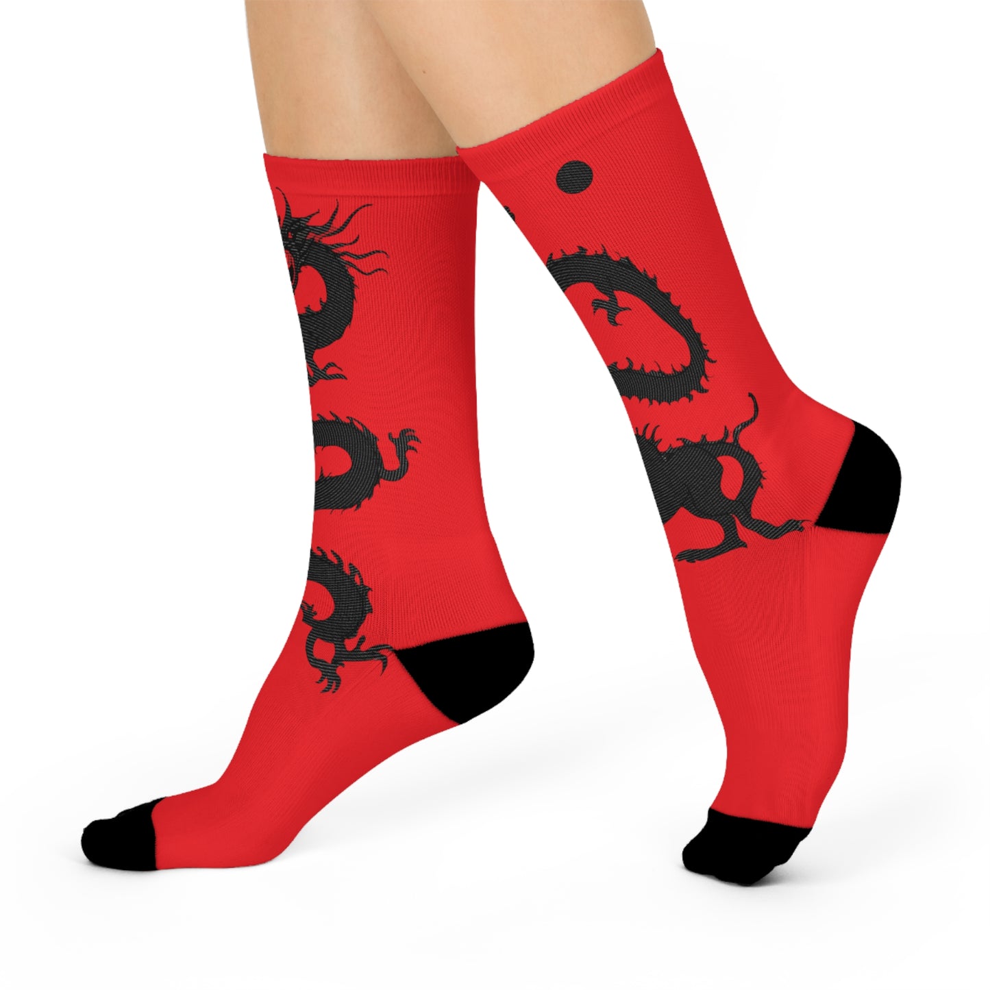 Red Dreaming Dragon TDL Logo Cushioned Crew Socks