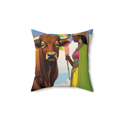 Empresses of the Pasture Faux Suede Square Pillow