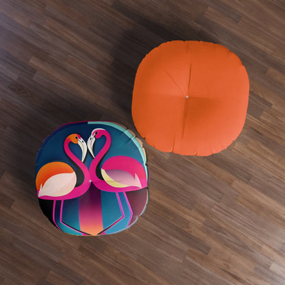 Flamingos Palette Plush Round Floor Pillow