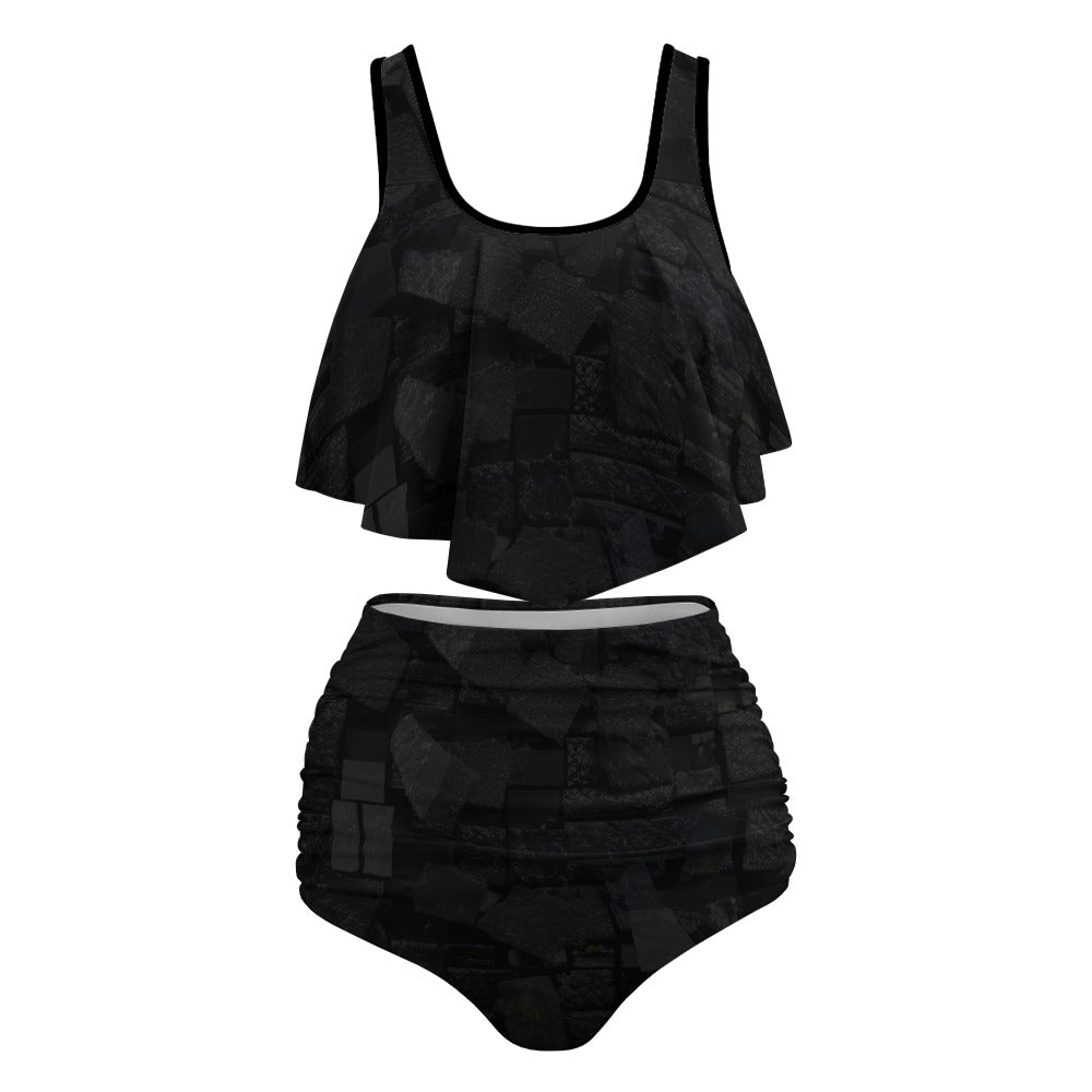 Rough Obsidian Mid-Size Flounced Top Bikini