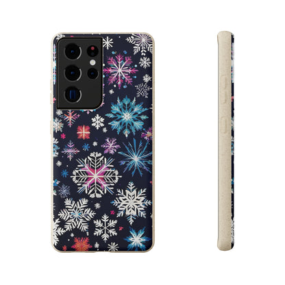 Elegant Snowflakes EcoElegance Biodegradable Cases 🌱