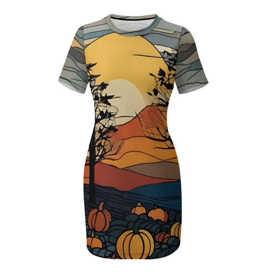 Autumn Sunset T-Shirt Dress