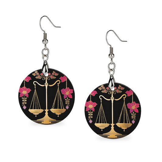 Pretty Libra Wooden Earrings 🏕