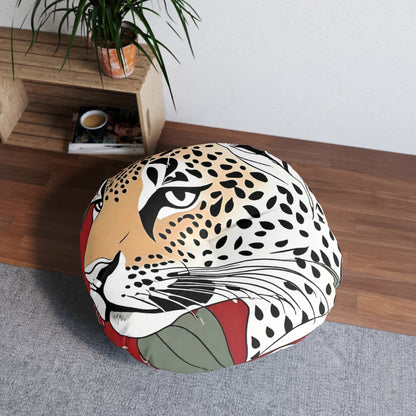 Leopard Head Palette Plush Round Floor Pillow