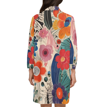 Flower Power Long-Sleeve Asymmetrical Blouse