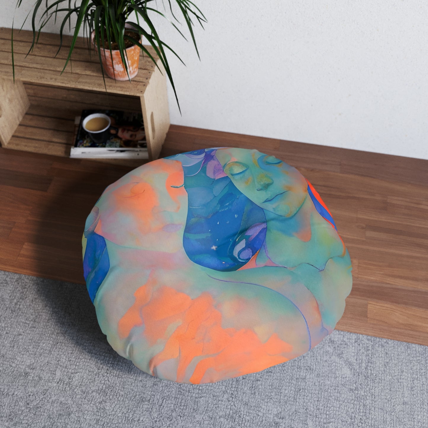 Neptunian Dreams Palette Plush Round Floor Pillow