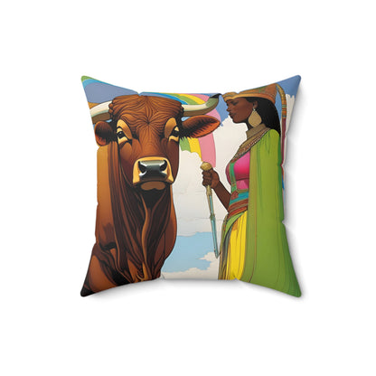 Empresses of the Pasture Faux Suede Square Pillow