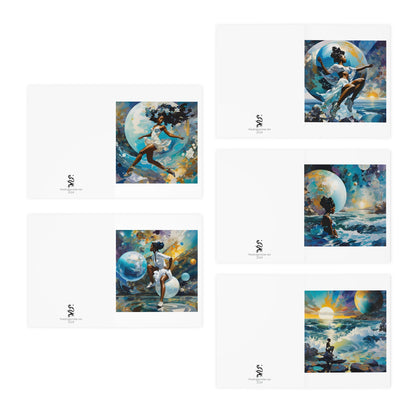 Celestial Aquarius Dreams Set of 5 Greeting Cards 🇺🇸