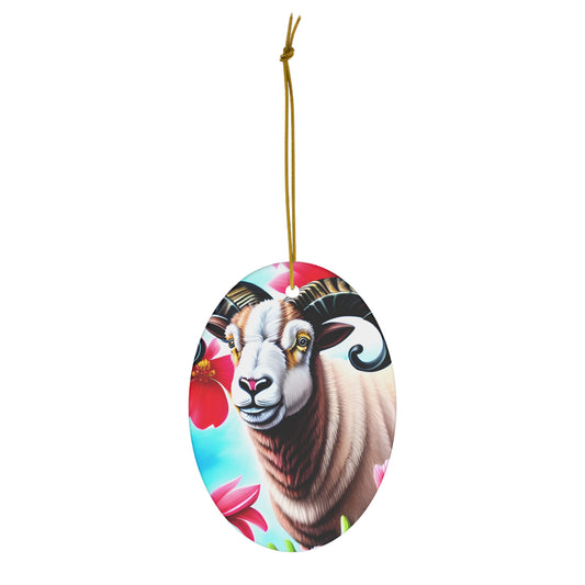 Spring Ram Ceramic Ornament